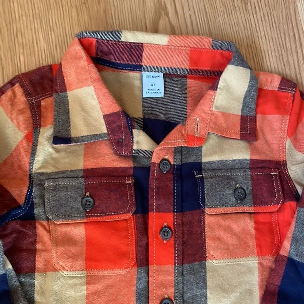 Old Navy Boys Orange Plaid Shirt